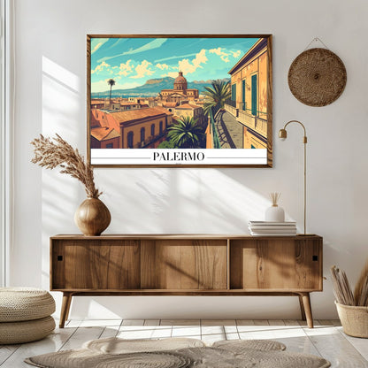 Immerse yourself in the architectural beauty of Palermo with this exquisite piece. The warm tones for Sitting Area
