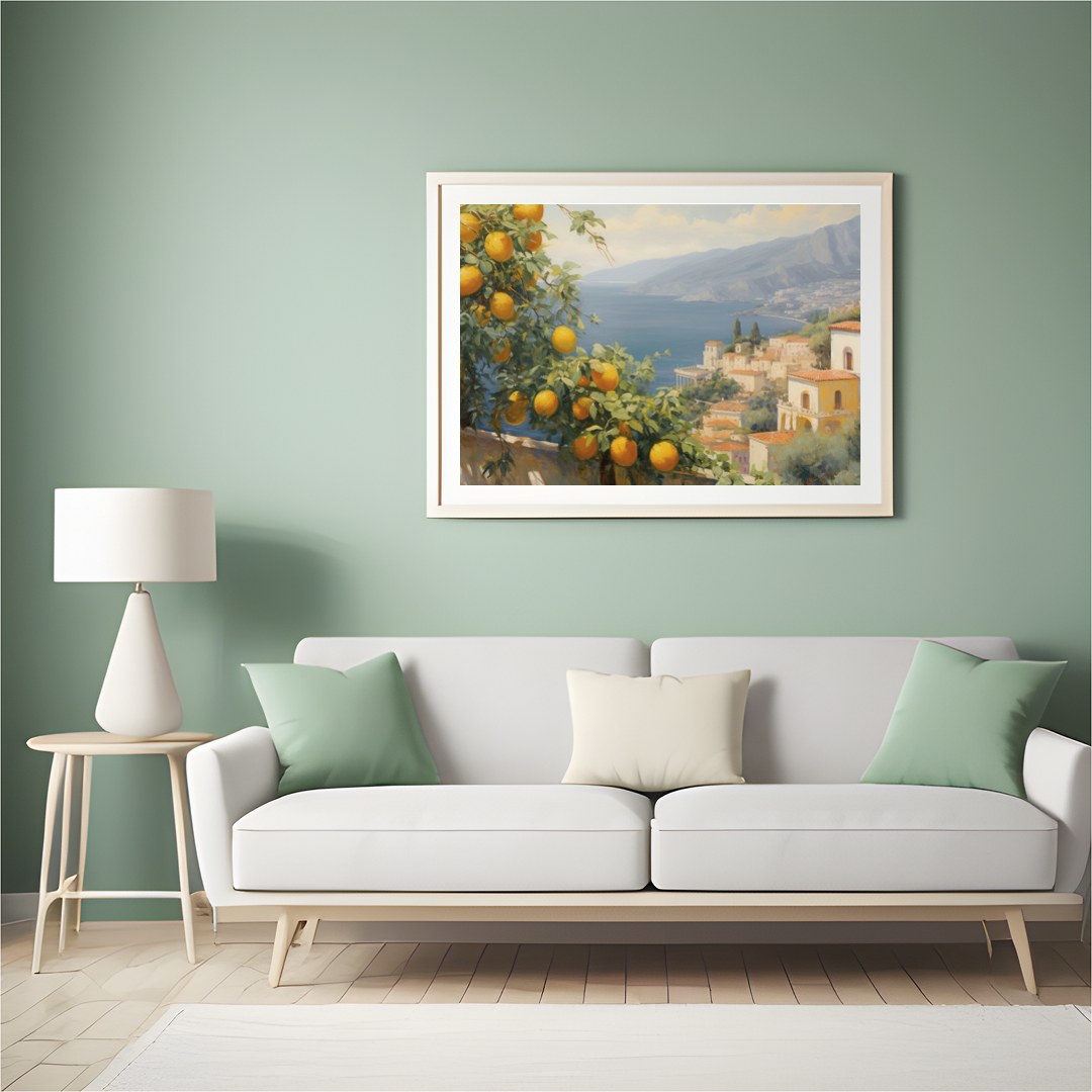 Experience the serene beauty of the Mediterranean coast with this captivating artwork. Featuring for Hall