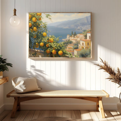 Experience the serene beauty of the Mediterranean coast with this captivating artwork. Featuring for Hallway