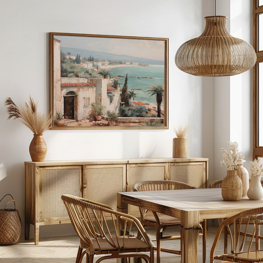 Experience the serenity of the coast with this beautifully detailed artwork capturing a for Dining