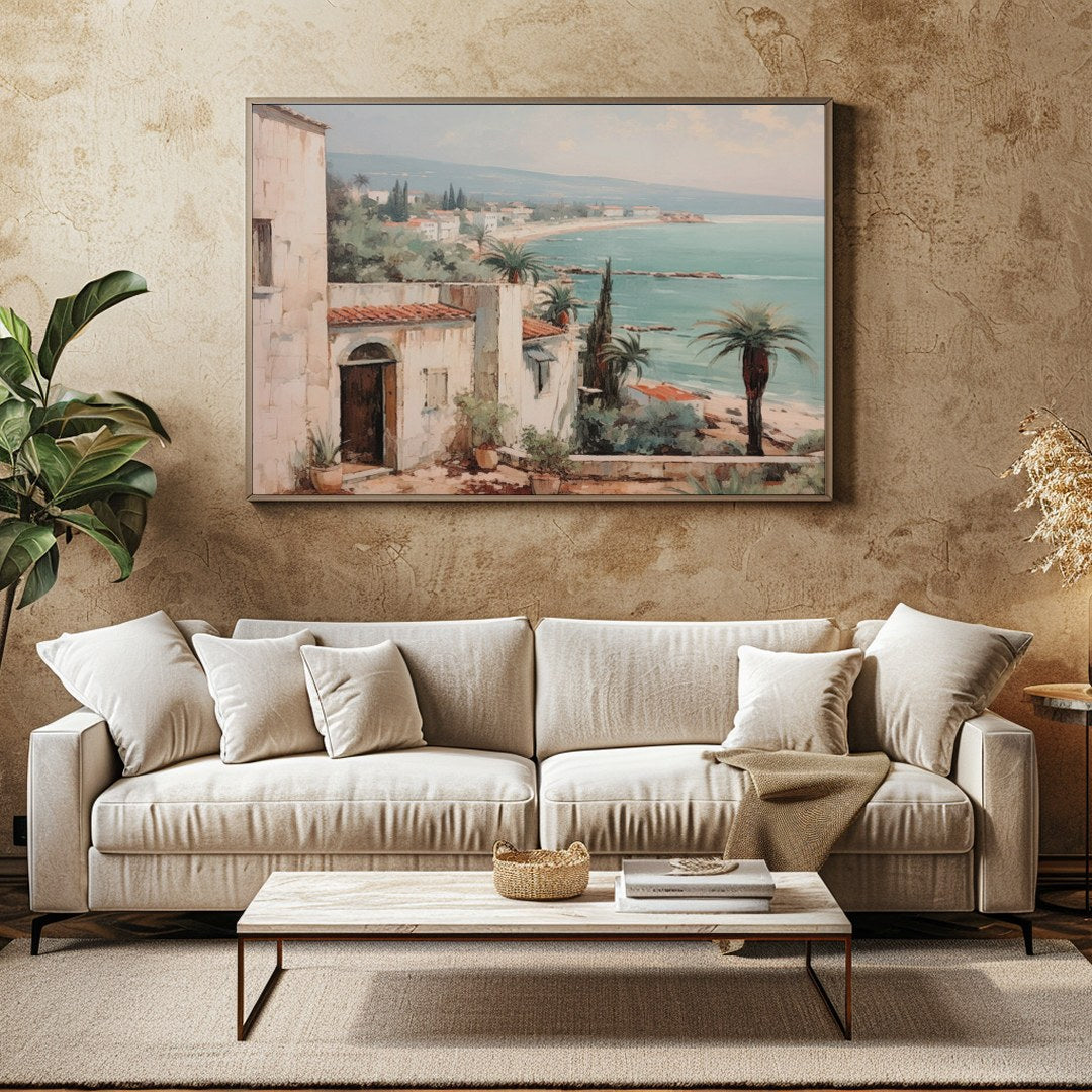 Experience the serenity of the coast with this beautifully detailed artwork capturing a for Family Room
