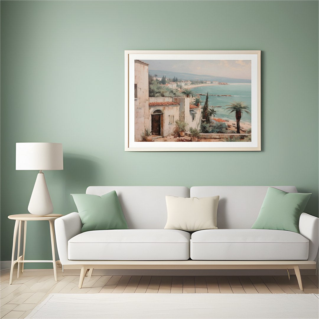 Experience the serenity of the coast with this beautifully detailed artwork capturing a for Hall