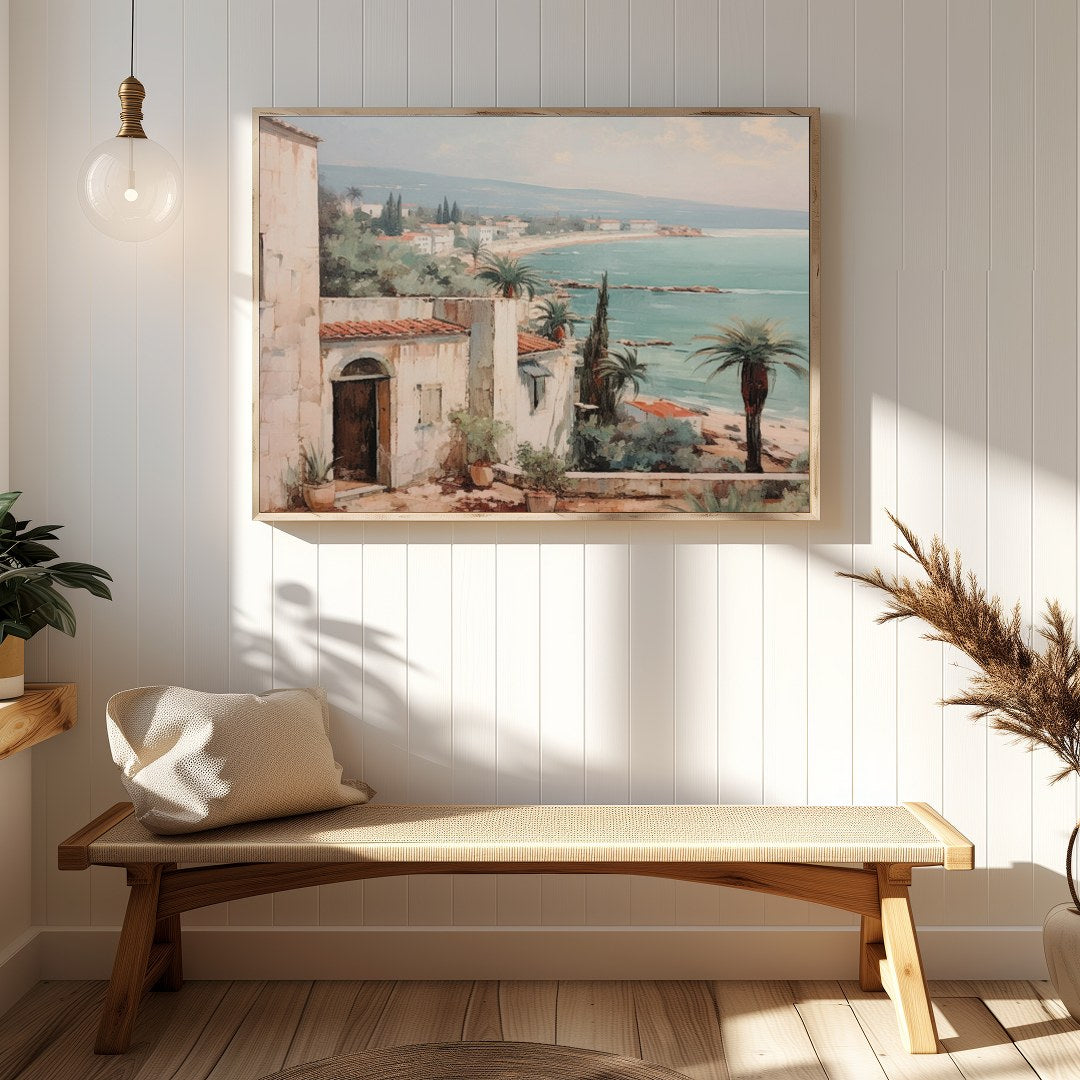 Experience the serenity of the coast with this beautifully detailed artwork capturing a for Hallway