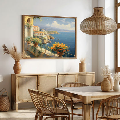 Immerse yourself in the serene beauty of the Mediterranean coastline with this breathtaking for Dining