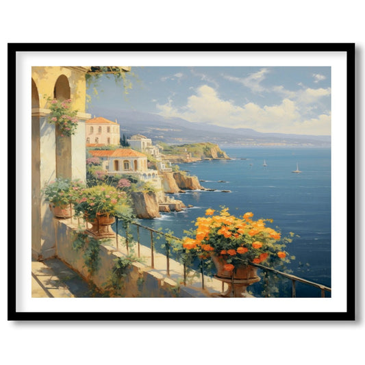 Immerse yourself in the serene beauty of the Mediterranean coastline with this breathtaking for interior
