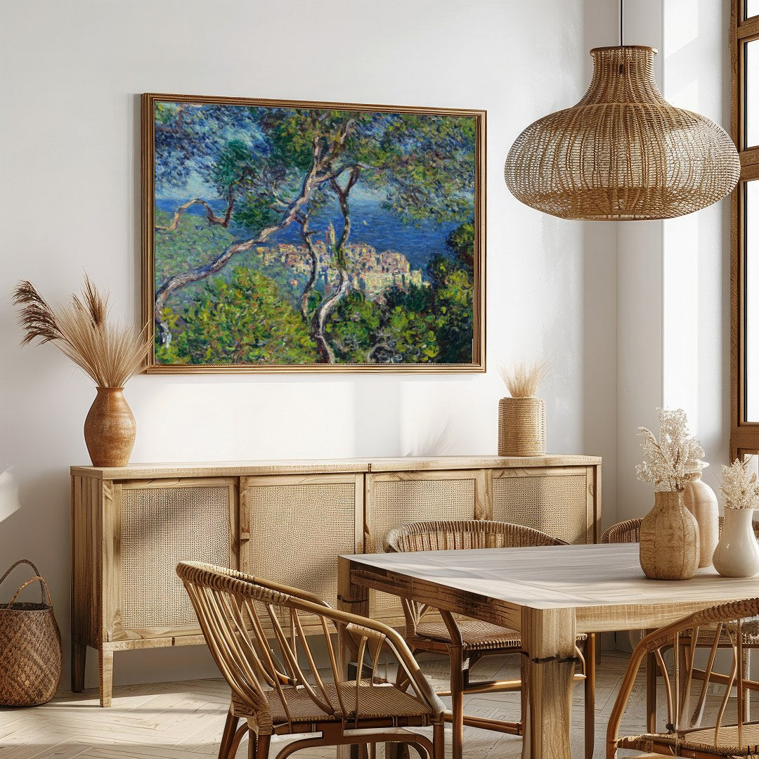 Explore the serene beauty of a coastal village through this captivating wall art piece. Featuring for Dining