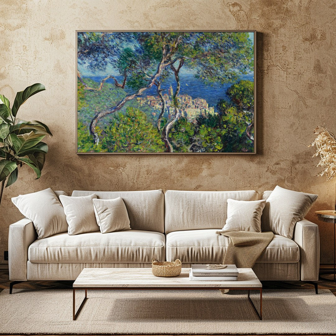 Explore the serene beauty of a coastal village through this captivating wall art piece. Featuring for Family Room