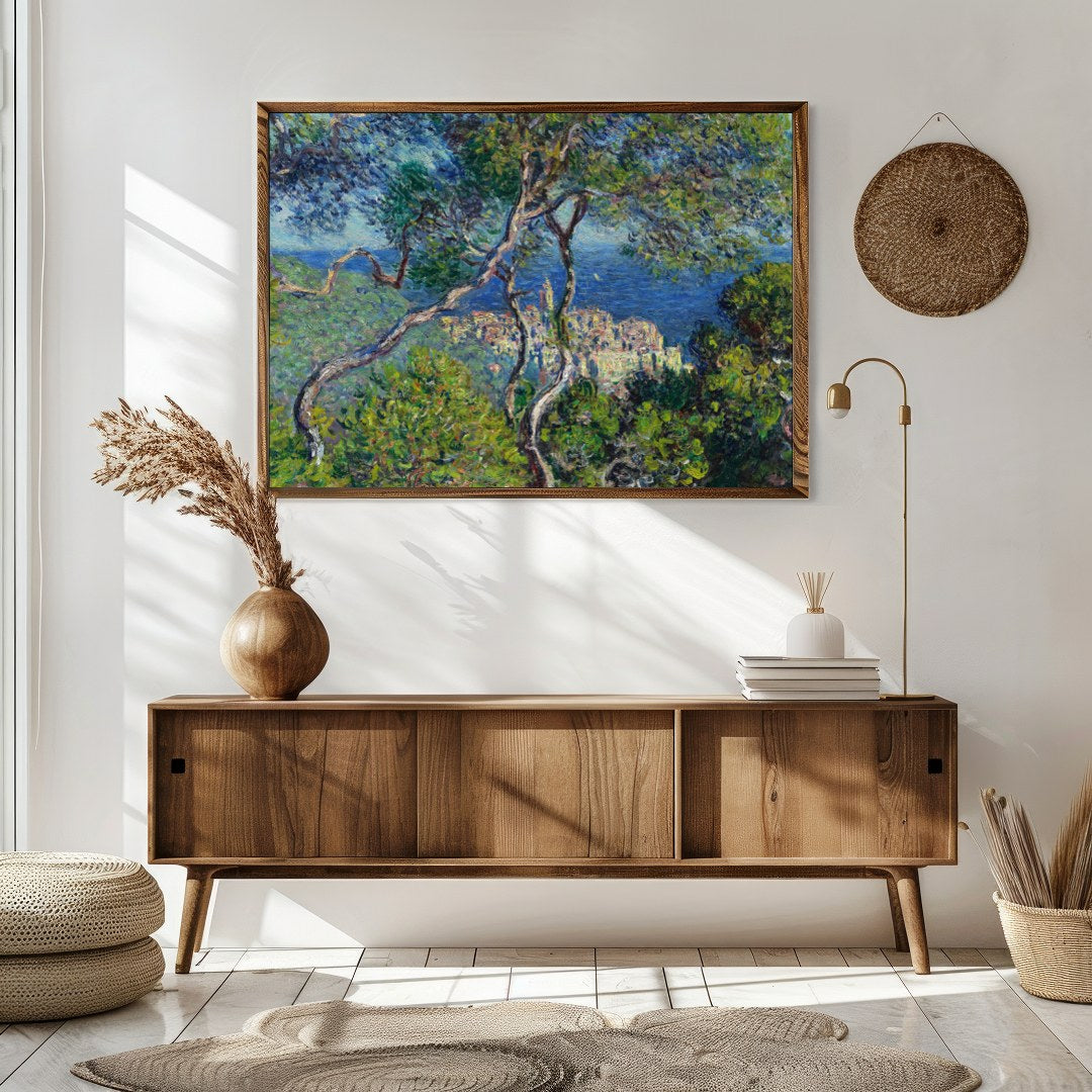 Explore the serene beauty of a coastal village through this captivating wall art piece. Featuring for Sitting Area