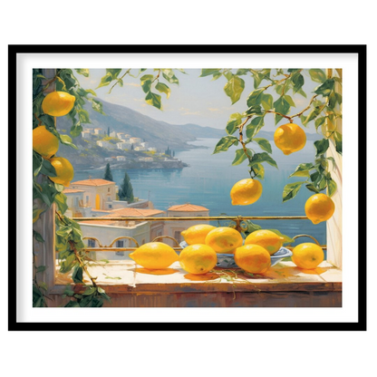 Capture the essence of the Mediterranean coast with this vibrant artwork that features sunlit for place