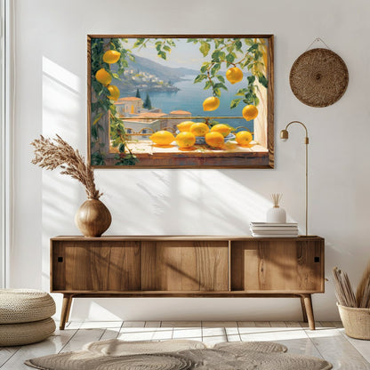 Capture the essence of the Mediterranean coast with this vibrant artwork that features sunlit for Sitting Area