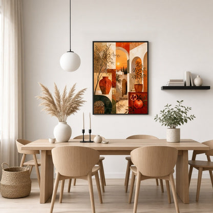 Invite a touch of Mediterranean warmth and charm into your space with this captivating art print. for Dining
