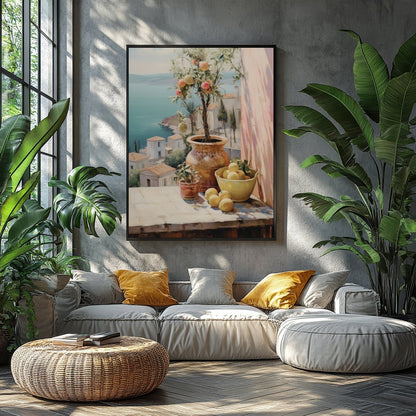 Immerse yourself in the tranquility of a Mediterranean scene with this exquisite wall art. for Balcony