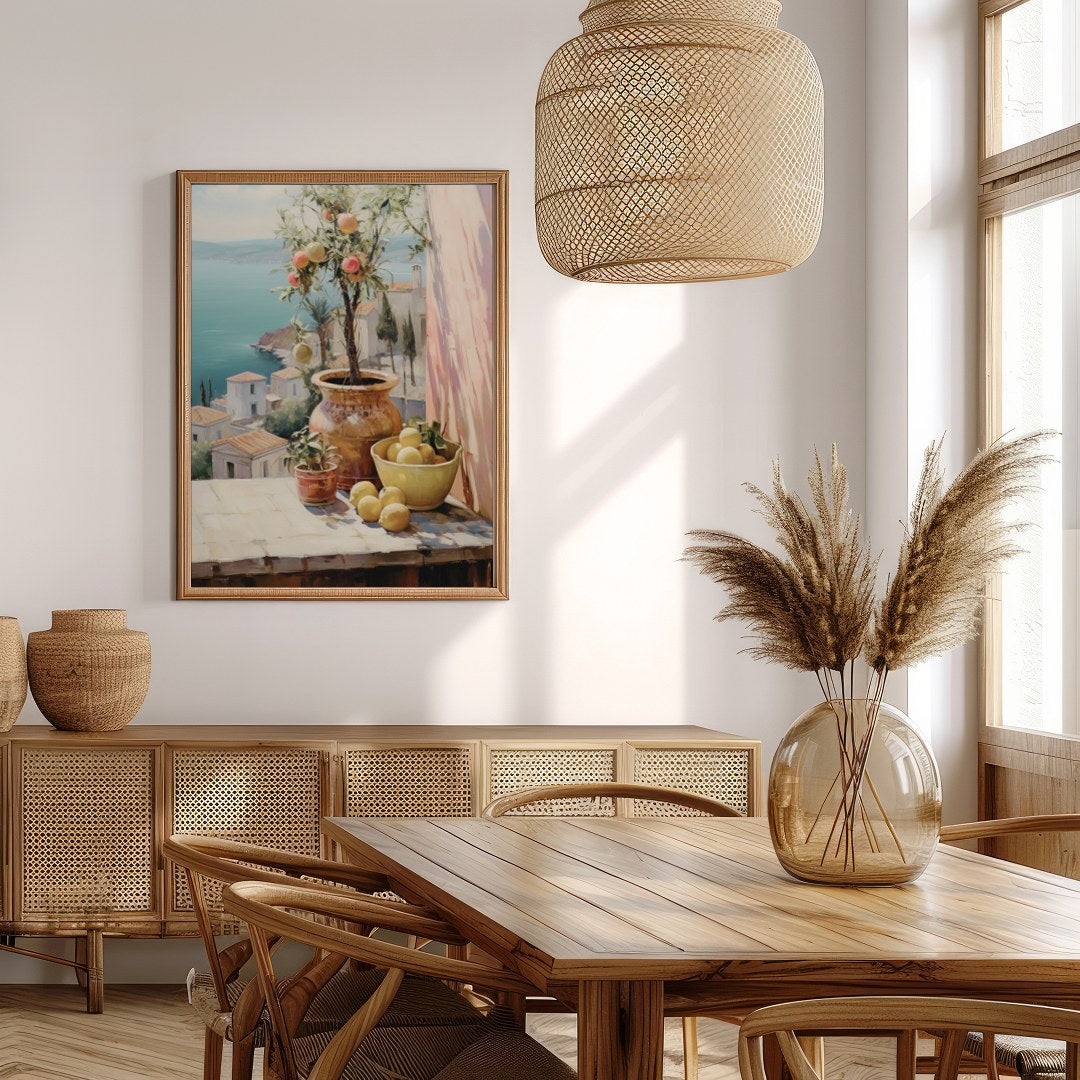 Immerse yourself in the tranquility of a Mediterranean scene with this exquisite wall art. for Extra Kitchen