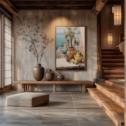 Immerse yourself in the tranquility of a Mediterranean scene with this exquisite wall art. for Hall