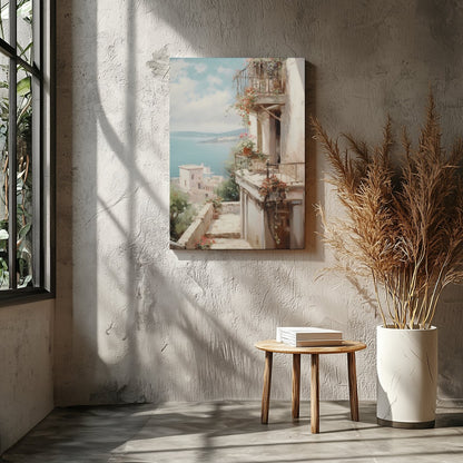 Experience the serene beauty of the Mediterranean with this captivating artwork. The interplay of for Entrance