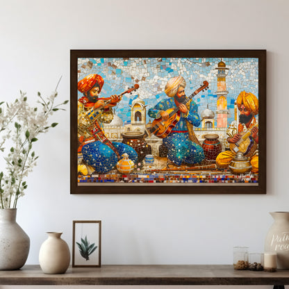 Immerse yourself in the vibrant tapestry of "Melodic Mosaic," a captivating artwork that harmonizes… for living room