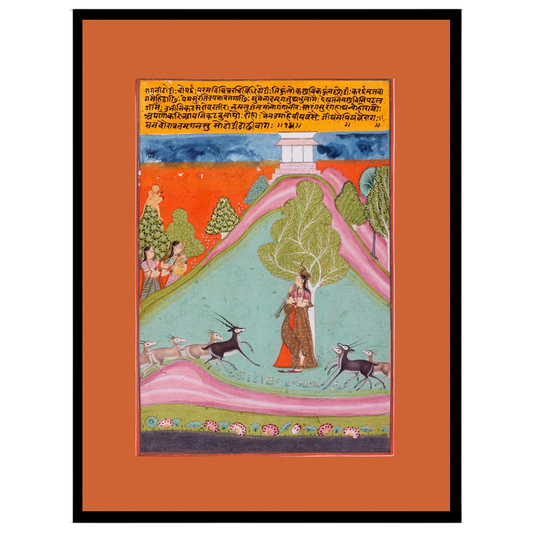 This exquisite artwork captures the essence of Todi Ragini, depicting a serene musician under a for decor