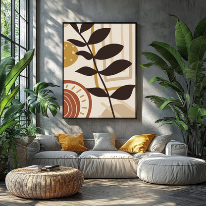 This captivating piece blends geometric forms with organic botanical elements, embodying a for Balcony