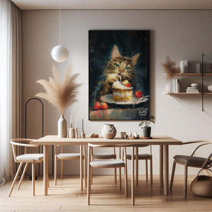 This heartwarming digital painting depicts a tender moment between a small girl and a colossal, fri… for dining room