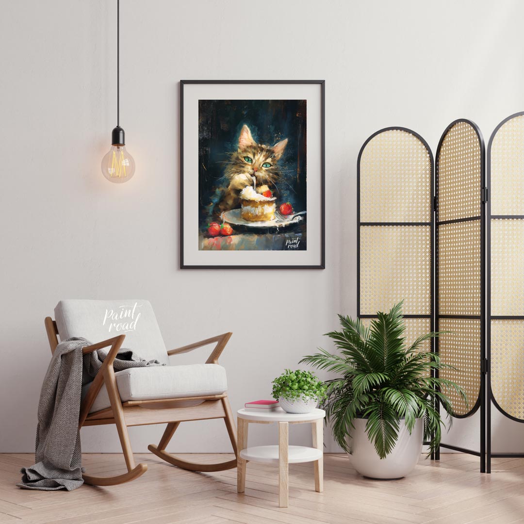 This heartwarming digital painting depicts a tender moment between a small girl and a colossal, fri… for living room