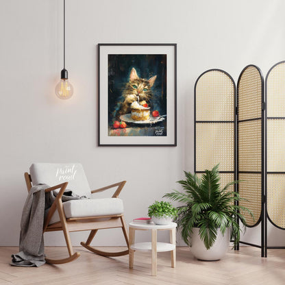This heartwarming digital painting depicts a tender moment between a small girl and a colossal, fri… for living room