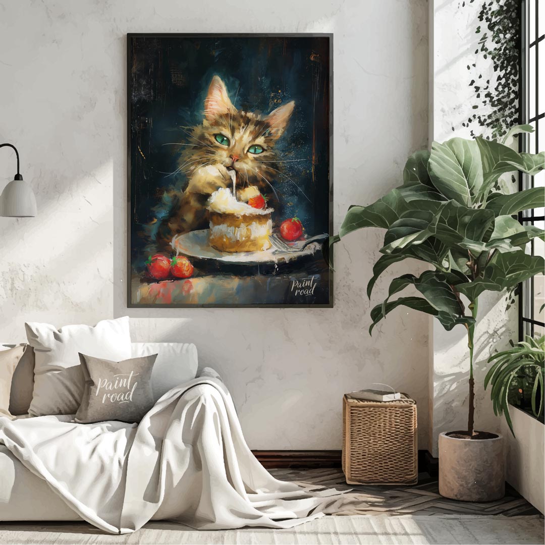 This heartwarming digital painting depicts a tender moment between a small girl and a colossal, fri… for living room