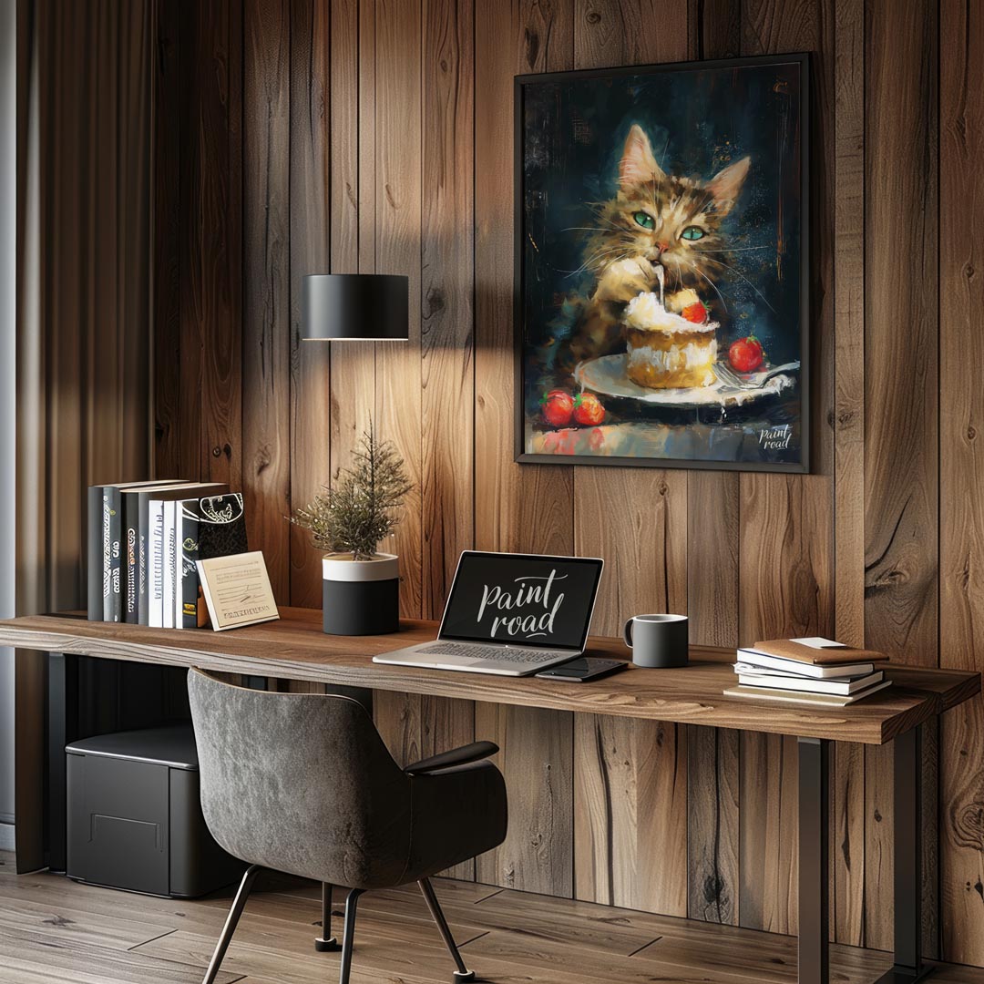 This heartwarming digital painting depicts a tender moment between a small girl and a colossal, fri… for office