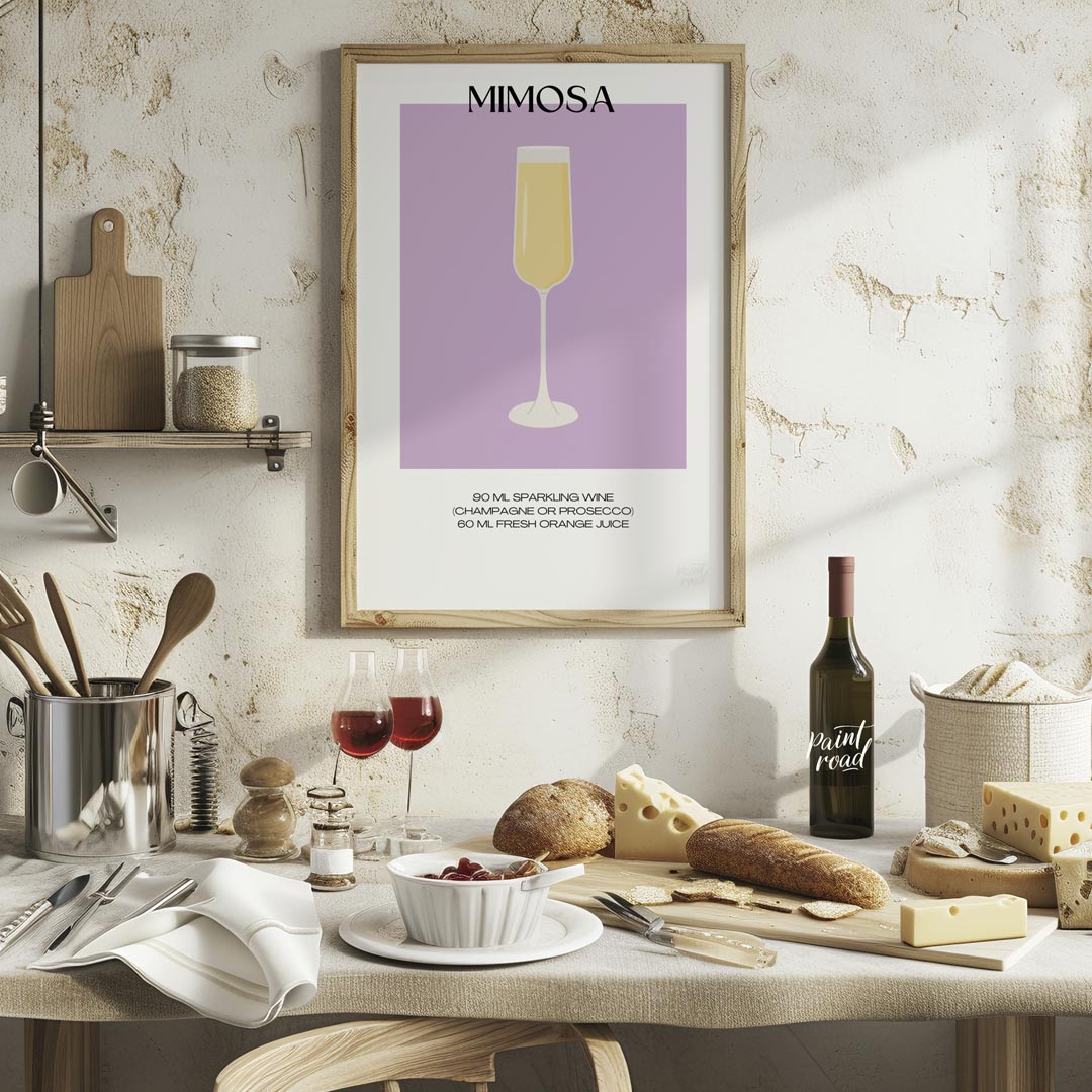 This elegant and simple poster features a classic Mimosa, embodying the essence of brunch and celeb… for kitchen