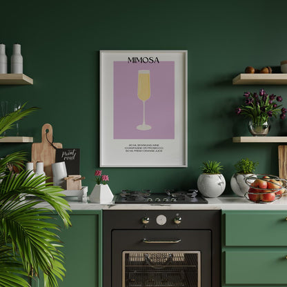 This elegant and simple poster features a classic Mimosa, embodying the essence of brunch and celeb… for kitchen