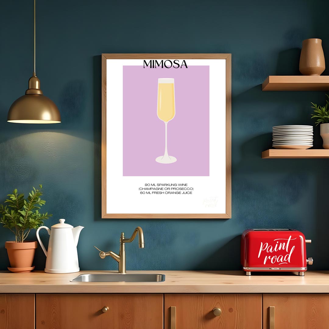 This elegant and simple poster features a classic Mimosa, embodying the essence of brunch and celeb… for kitchen