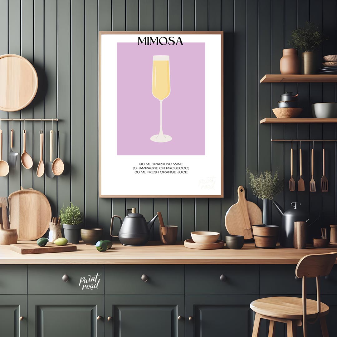 This elegant and simple poster features a classic Mimosa, embodying the essence of brunch and celeb… for kitchen
