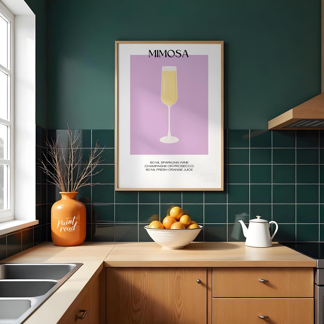 This elegant and simple poster features a classic Mimosa, embodying the essence of brunch and celeb… for kitchen