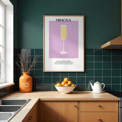 This elegant and simple poster features a classic Mimosa, embodying the essence of brunch and celeb… for kitchen