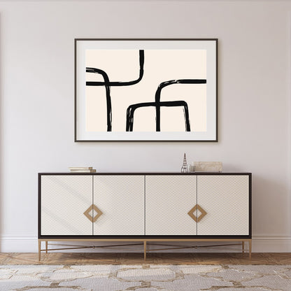 Elevate your space with this minimalist piece featuring bold black lines that create a captivating for Foyer