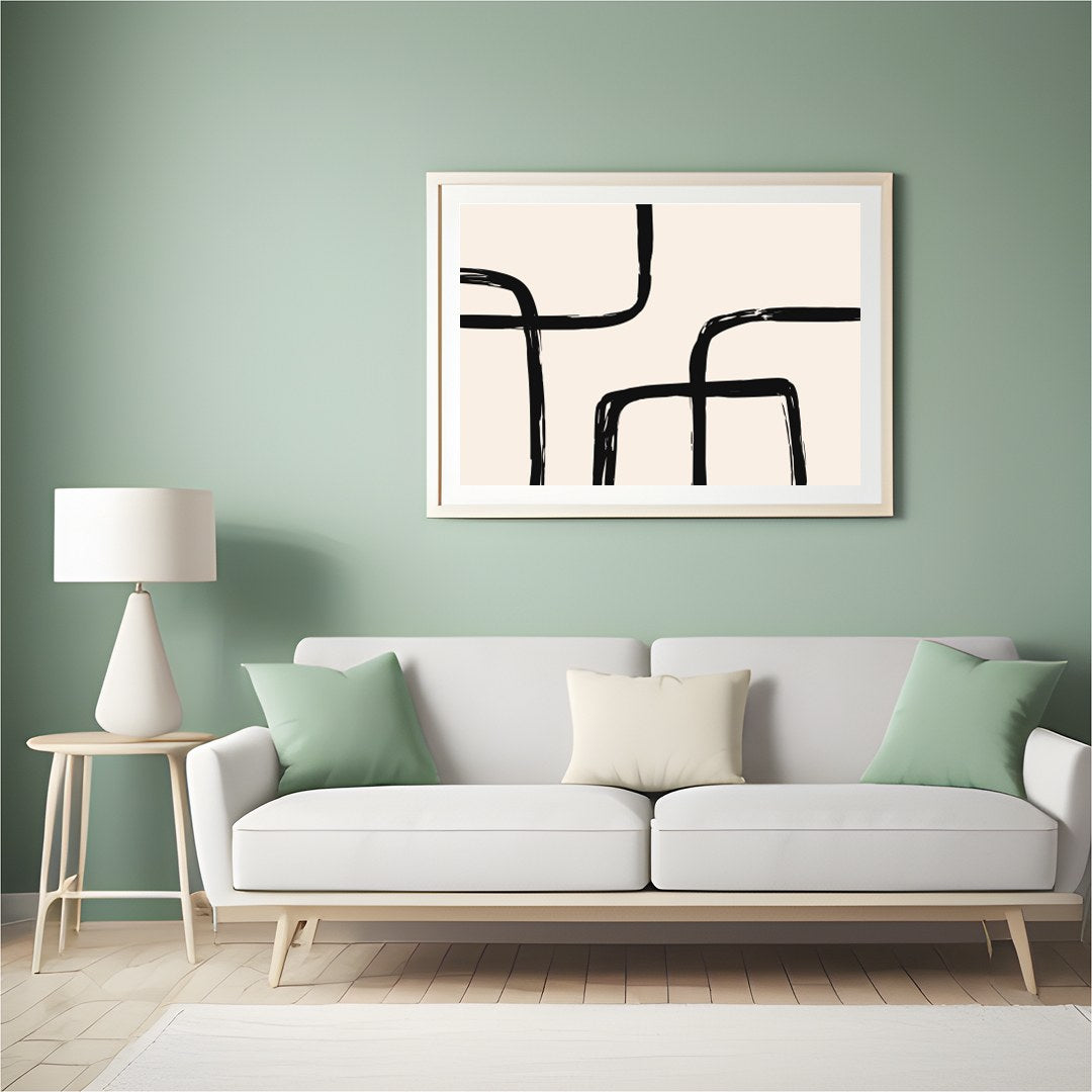 Elevate your space with this minimalist piece featuring bold black lines that create a captivating for Hall