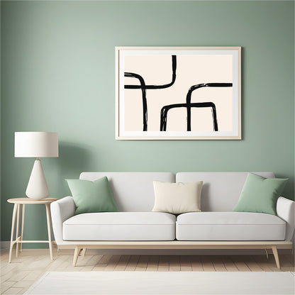 Elevate your space with this minimalist piece featuring bold black lines that create a captivating for Hall