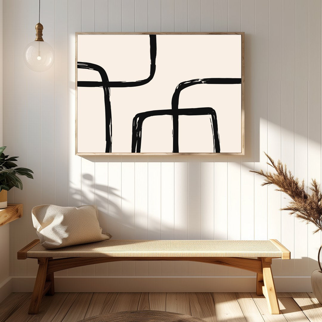 Elevate your space with this minimalist piece featuring bold black lines that create a captivating for Hallway
