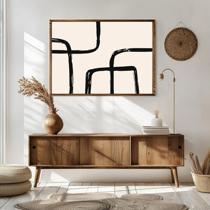 Elevate your space with this minimalist piece featuring bold black lines that create a captivating for Sitting Area