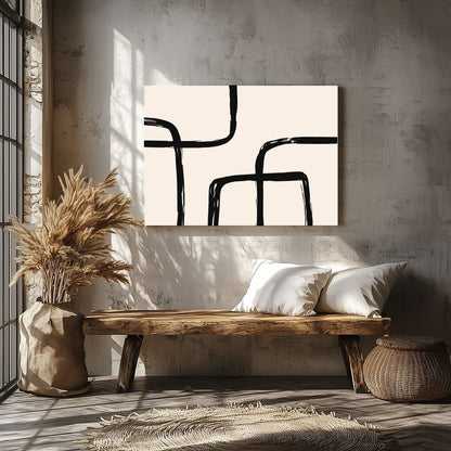 Elevate your space with this minimalist piece featuring bold black lines that create a captivating for Veranda