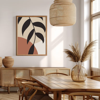 Discover tranquility with this minimalist botanical abstract wall art. Featuring earth-toned shapes for Extra Kitchen