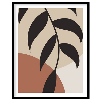 Discover tranquility with this minimalist botanical abstract wall art. Featuring earth-toned shapes for sweet-home