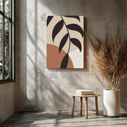 Elevate your space with this striking minimalist botanical artwork. The elegant black leaves for Entrance