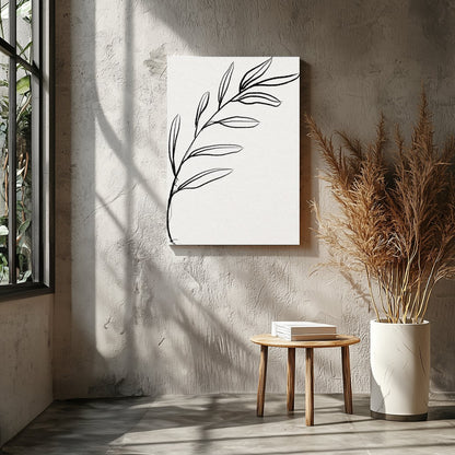This elegant piece features a minimalist depiction of a botanical element in delicate lines. Its for Entrance