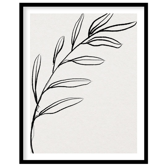 This elegant piece features a minimalist depiction of a botanical element in delicate lines. Its for house