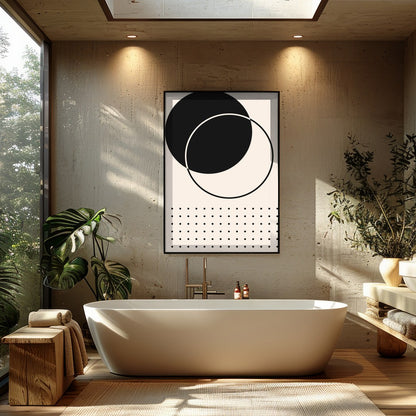 This striking piece of wall art embodies the essence of minimalism with its bold geometric design. for Bathroom
