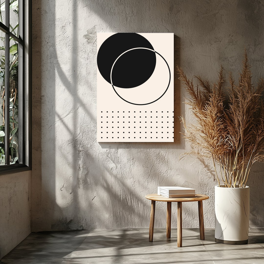 This striking piece of wall art embodies the essence of minimalism with its bold geometric design. for Entrance