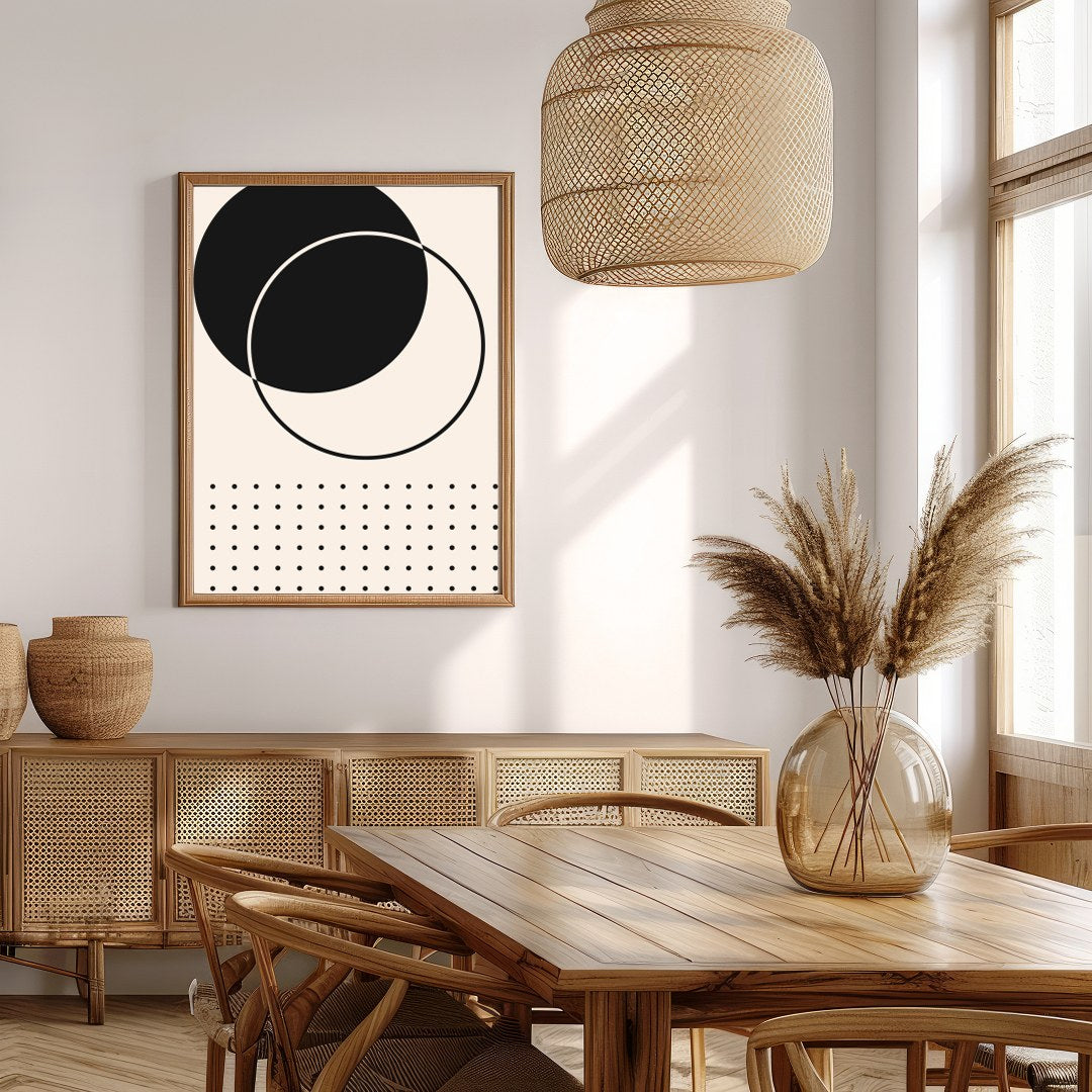 This striking piece of wall art embodies the essence of minimalism with its bold geometric design. for Extra Kitchen