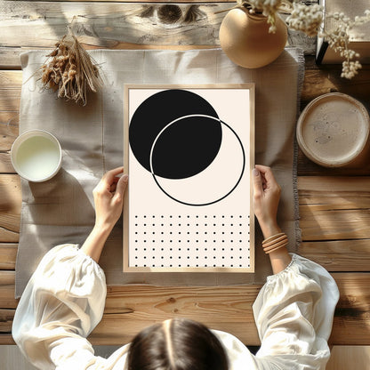 This striking piece of wall art embodies the essence of minimalism with its bold geometric design. for Kitchen