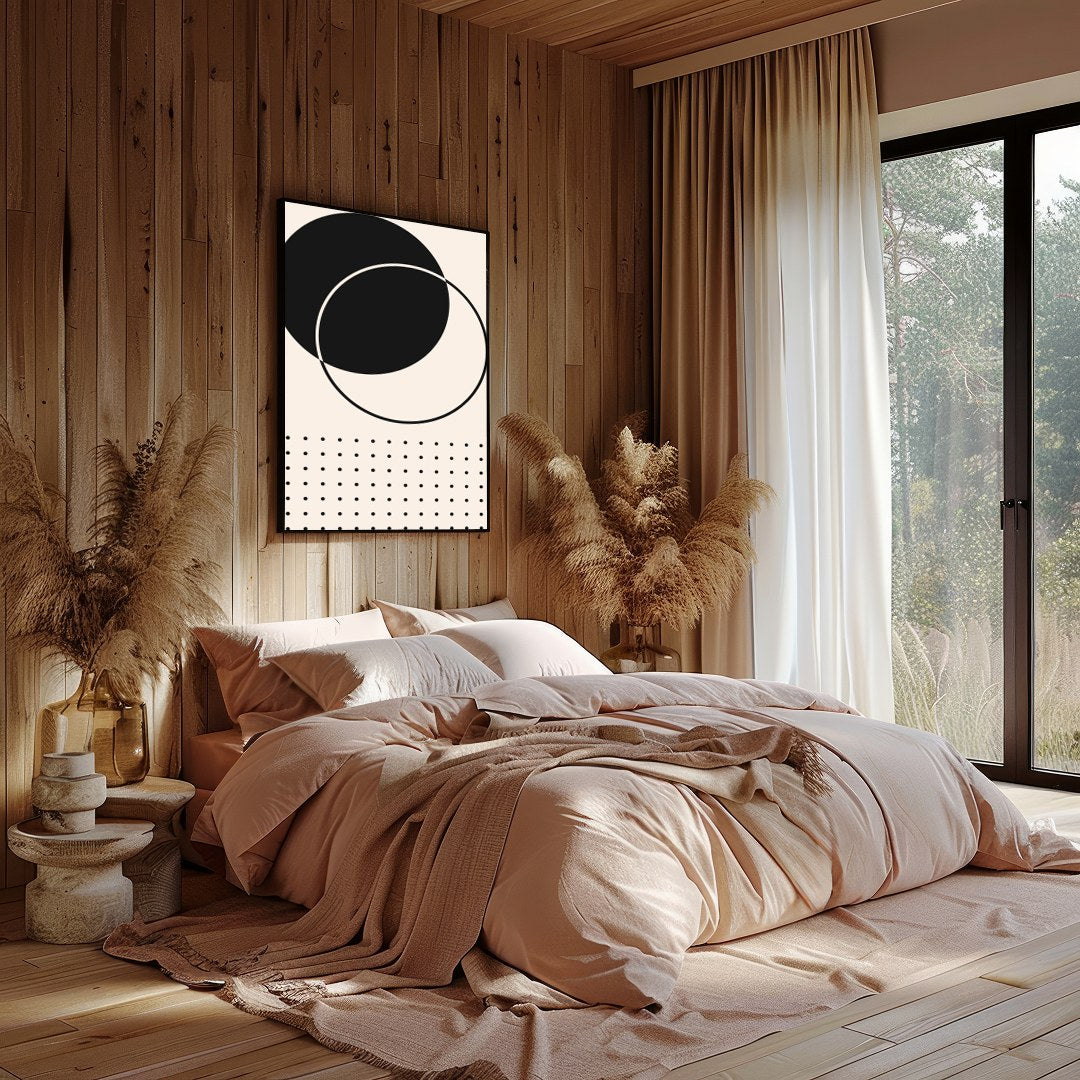 This striking piece of wall art embodies the essence of minimalism with its bold geometric design. for nook