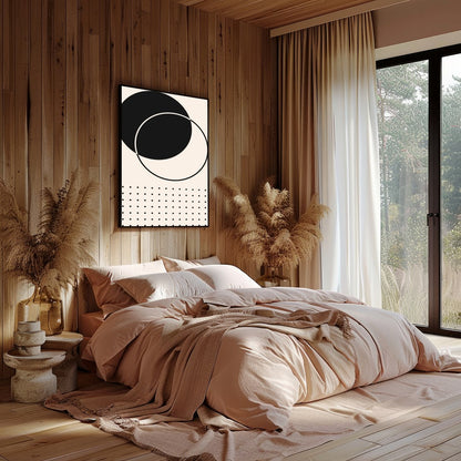 This striking piece of wall art embodies the essence of minimalism with its bold geometric design. for nook